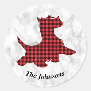 Red Plaid Scottie Dog Stickers
