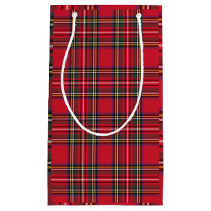 Red Plaid Scottish Tartan Holiday Gift Bag