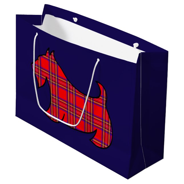 Red Plaid Scottish Terrier Gift Bag (Front Angled)