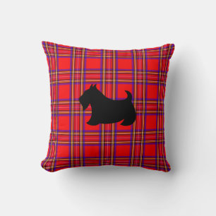 Red Plaid Scottish Terrier Scotty Dog Throw Pillow