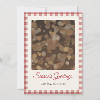 Red Plaid Season's Greetings Photo Christmas Card