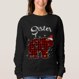 Red Plaid Sister Bear Matching Buffalo Pajama Sweatshirt