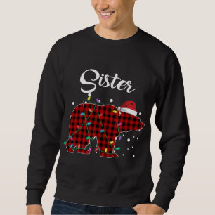 Red Plaid Sister Bear Matching Buffalo Pajama Sweatshirt