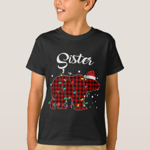 Red Plaid Sister Bear Matching Buffalo Pajama T-Shirt