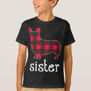 Red Plaid Sister Corgi Christmas Matching Family P T-Shirt