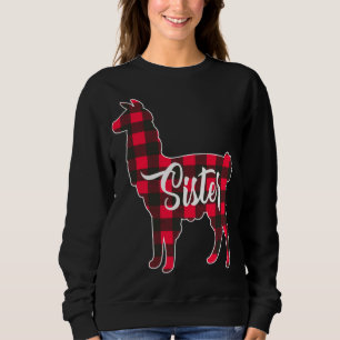 Red Plaid Sister Llama Christmas Matching Family P Sweatshirt