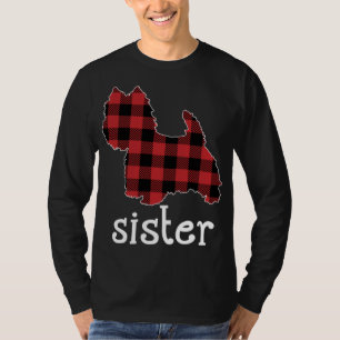 Red Plaid Sister Westie Christmas Dad Matching Fam T-Shirt