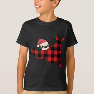 Red Plaid Sloth Pajama Family Buffalo Christmas T-Shirt