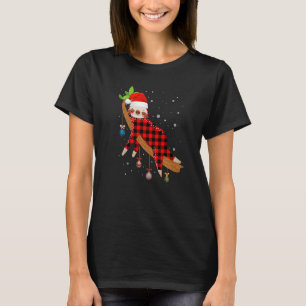 Red Plaid Sloth Pajama Family Buffalo Christmas T-Shirt