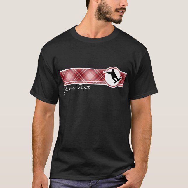 Red Plaid Snowboarding T-Shirt (Front)