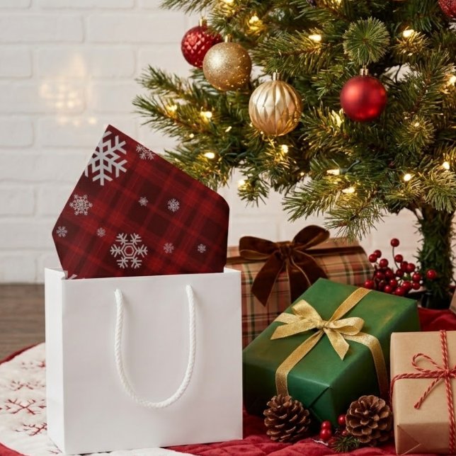 Red Plaid Snowflake Christmas Tissue Paper (Creator Uploaded)