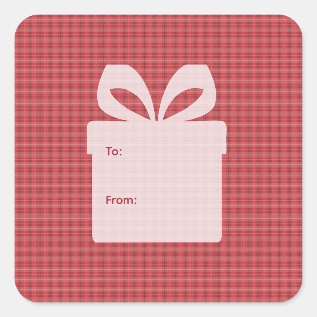 Red Plaid Square Sticker (Front)