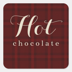 Red Plaid   Sticker for DIY Hot Chocolate Gift