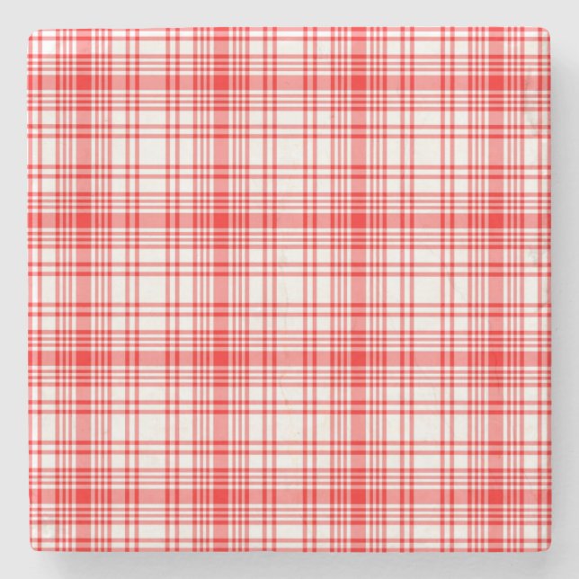 Red Plaid Stone Coaster (Front)