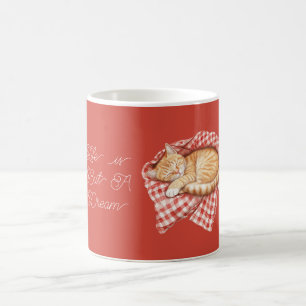 Red Plaid Stripes Blanket Orange Cat Coffee Mug