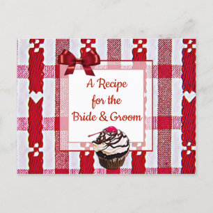 Red Plaid Tablecloth Wedding Recipe Card