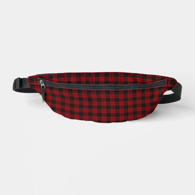RED PLAID TARTAN PATTERN BUM BAGS (Front)