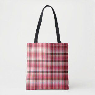 Red plaid tartan seamless pattern tote bag