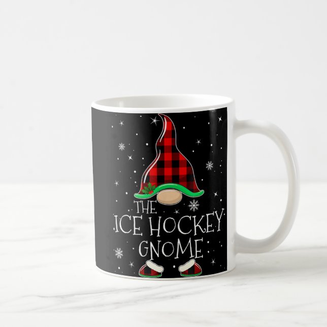 Red Plaid The Ice Hockey Gnome Family Christmas Pa Coffee Mug (Right)