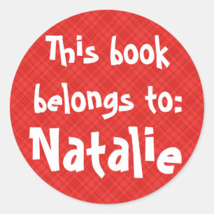 Red Plaid "This Book Belongs To" Label