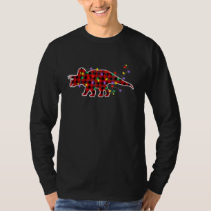 Red Plaid Triceratops Dinosaur Christmas Pyjamas X T-Shirt