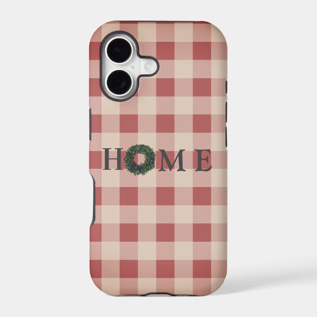 Red Plaid Typography HOME Country Pattern (Back)