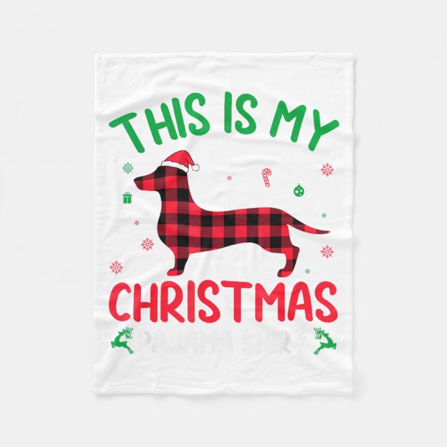 Red Plaid Ugly This Is My Dachshund Dog Christmas  Fleece Blanket (Front)