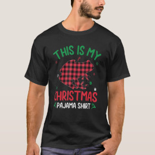 Red Plaid Ugly This Is My Frog Christmas Pajama T-Shirt