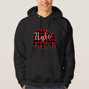 Red Plaid Uncle Bear Matching Family Christmas Eve Hoodie