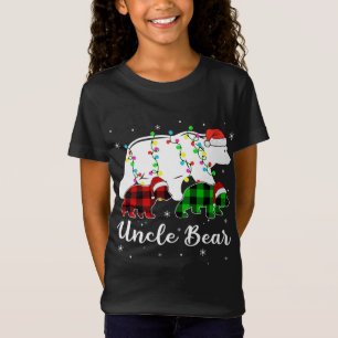Red Plaid Uncle Bear Pajama Matching Family Christ T-Shirt