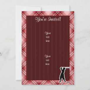 Red Plaid Vintage Golfer Invitation