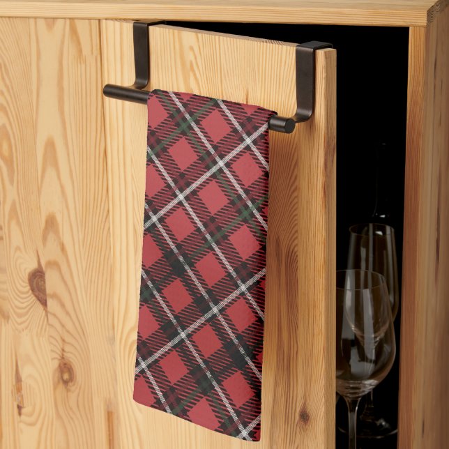 Red Plaid Vintage Tea Towel (Thirds Fold)