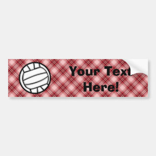 Red Plaid Volleyball Bumper Sticker