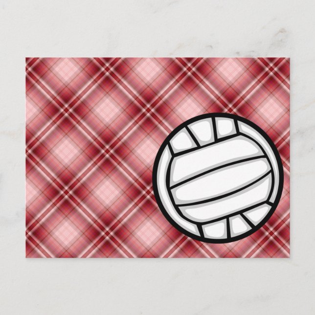 Red Plaid Volleyball Postcard (Front)