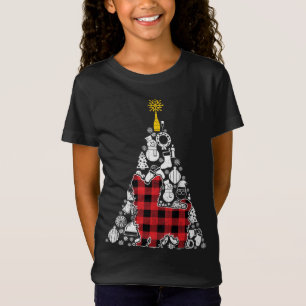 Red Plaid Yorkshire Yorkie Dog Christmas Tree Orna T-Shirt