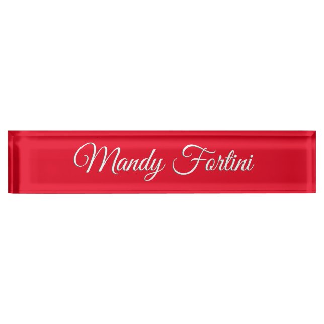 Red Plain Elegant Minimalist Calligraphy Nameplate (Front)