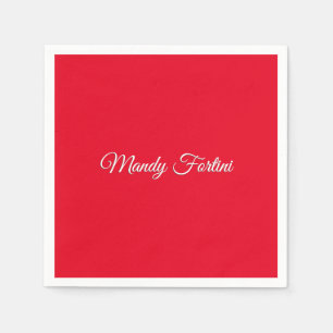 Red Plain Elegant Minimalist Calligraphy Napkin