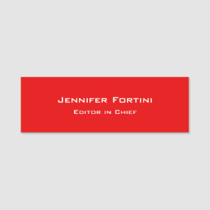 Red Plain Elegant Modern Minimalist Name Tag