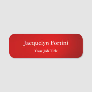 Red Plain Elegant Modern Minimalist Name Tag