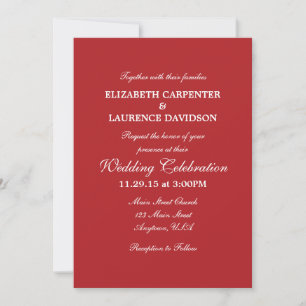 Red Plain Simple Wedding Invitation