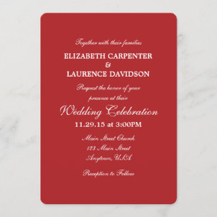 Red Plain Simple Wedding Invitation