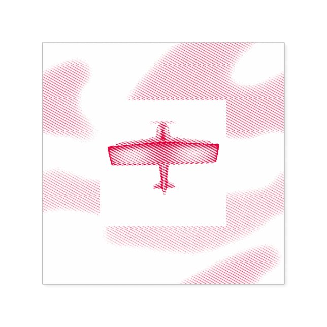 Red Plane Aviation Sky Self Inking Rubber Stamp (Design)