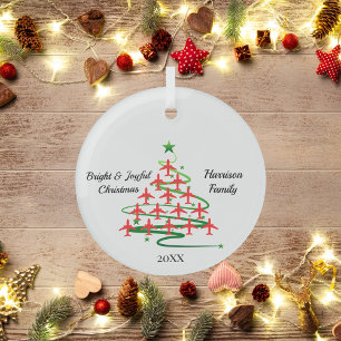 Red Planes Christmas Tree, Aviation,Simple Glass Tree Decoration