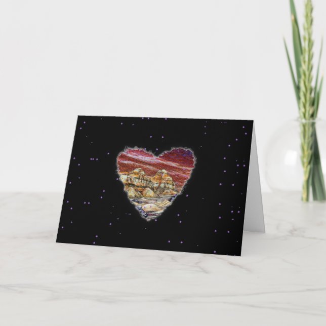 Red Planet Heart Sci Fi Valentine Love Romance Holiday Card (Front)
