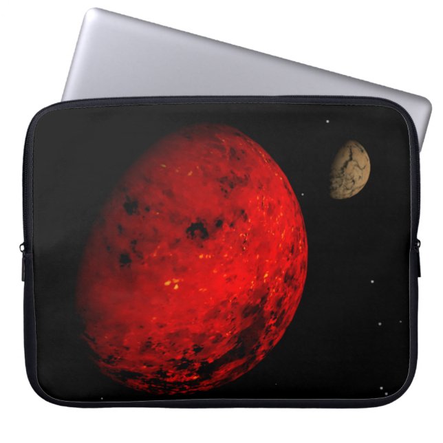 Red planet rocky moon laptop sleeve (Front)
