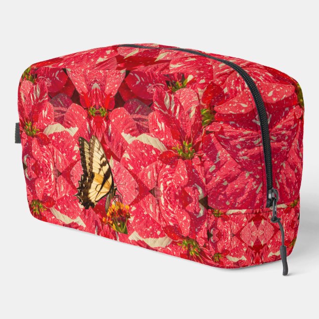 Red plant Poinsettia Flower Dopp Kit (Right Corner)