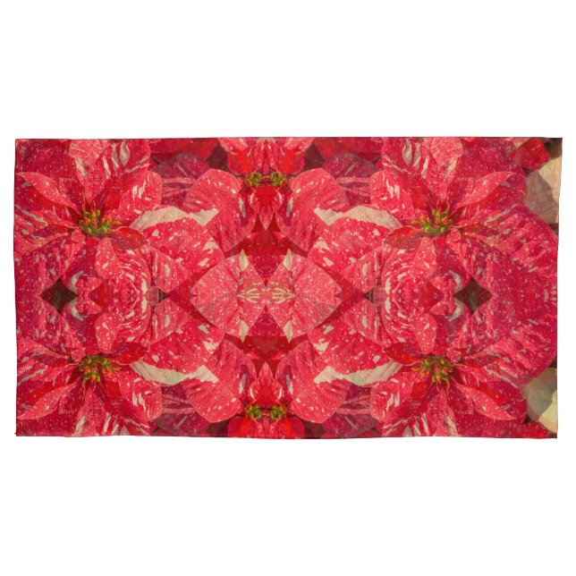Red plant Poinsettia Flower Pillowcase (Front-Left)