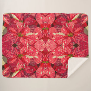 Red plant Poinsettia Flower Sherpa Blanket
