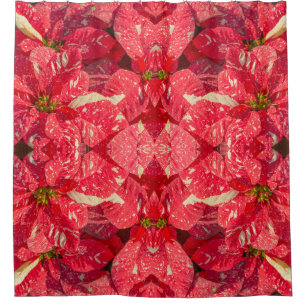 Red plant Poinsettia Flower Shower Curtain