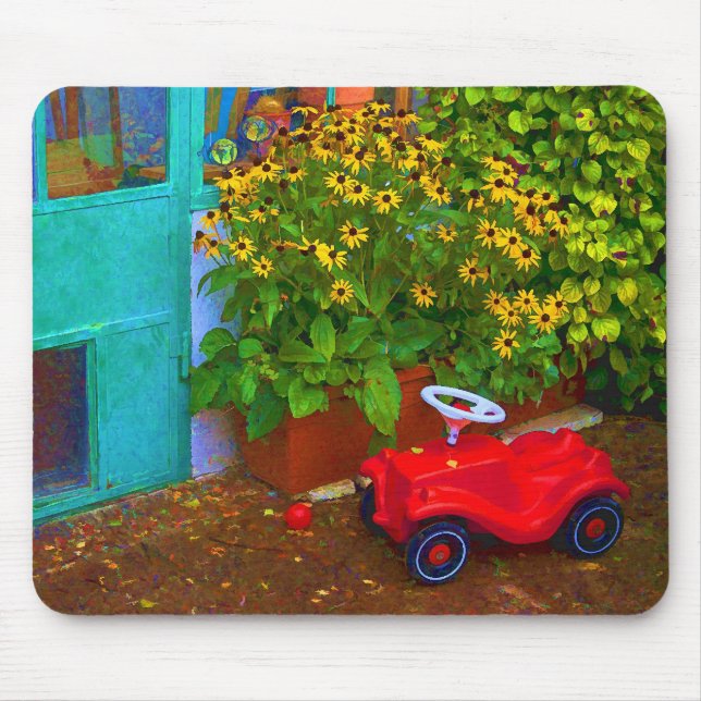 Red Plastic Car Mouse Mat (Front)